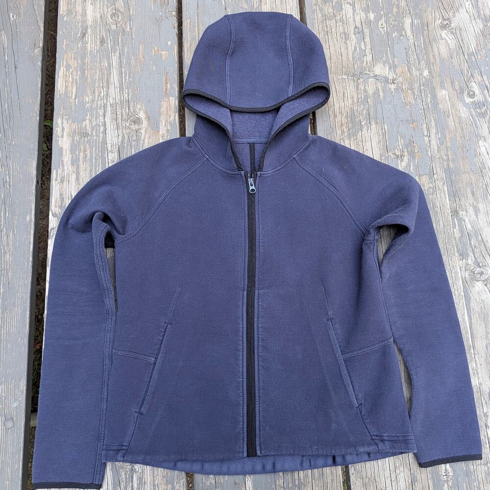 Lululemon Navy Blue Sweater Knit Fleece Full Zip Hoodie Jacket Paneled Back - Picture 4 of 10